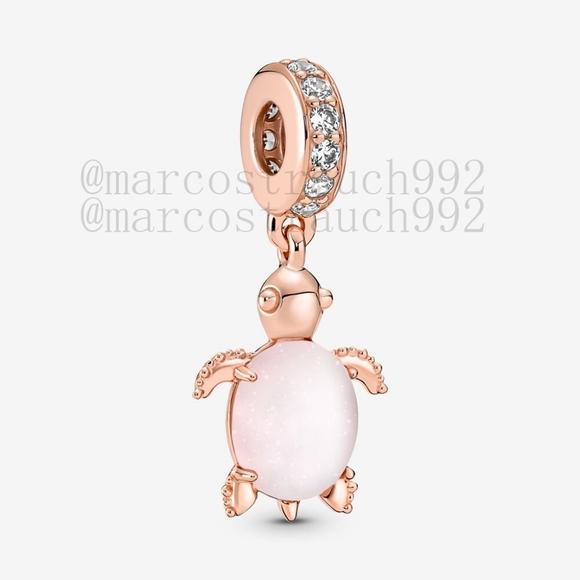 Pandora Glass Pink Sea Turtle Dangle Charm - Picture 1 of 4